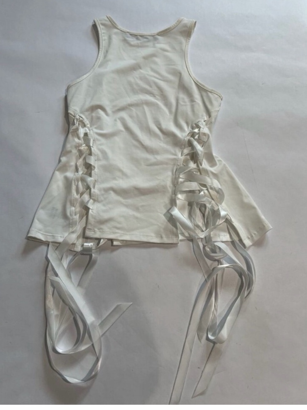 Lioness White Tank Top with Ribbon Details